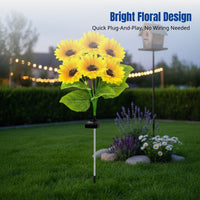 Solar Sunflower Garden Stake Light, Outdoor Waterproof Lawn Light, Decorative Flower for Yard, Balcony, Villa
