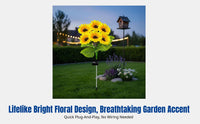 Solar Sunflower Garden Stake Light, Outdoor Waterproof Lawn Light, Decorative Flower for Yard, Balcony, Villa
