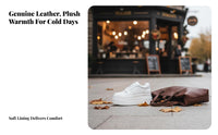 Cream Platform Sneakers, Hidden Sole, Leather, Plush Lining, Breathable, Autumn Winter