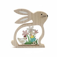 Easter Bunny Decoration, Wooden Craft, Colorful Hollow Bunny Figurine for Home, Modern Minimalist Style