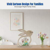 Easter Bunny Decoration, Wooden Craft, Colorful Hollow Bunny Figurine for Home, Modern Minimalist Style