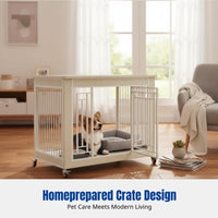 Sturdy Wood Dog Crate, Wooden Pet Enclosure, Toilet Divider