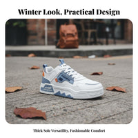 Men's athletic shoes 2025, Thick Sole Height Increasing informal Shoes, fashionable PU Leather, Lace-Up, Youth design