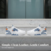 Men's athletic shoes 2025, Thick Sole Height Increasing informal Shoes, fashionable PU Leather, Lace-Up, Youth design