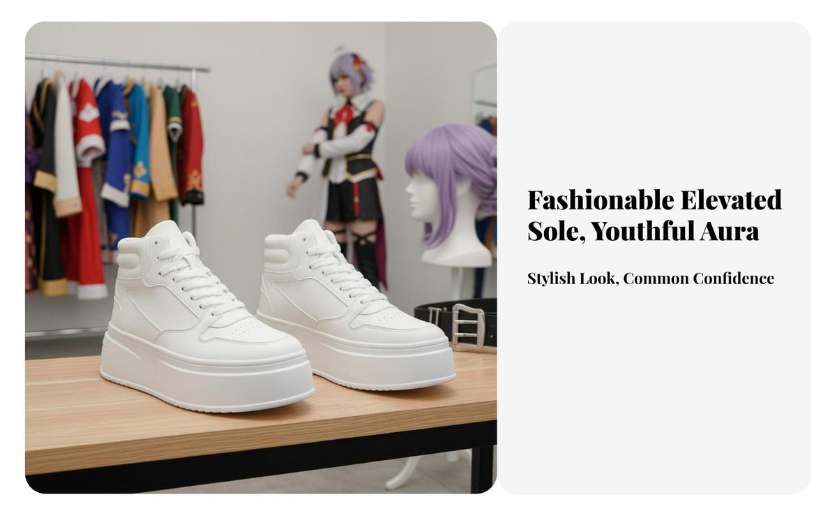 cream Elevator athletic shoes, thick-soled Sole, 12cm Height Increase, Korean trend, discreet elevate, common, Cosplay