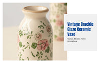 Crackle Glaze Ceramic Flower Vase, Vintage Design Planter, Decorative Pot for Lush Desktop Display