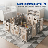 Infant Playpen, Indoor Fence, Double Suction Holder, Adjustable Shape, Home Crawling Space