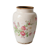 Vintage Crackle Glaze Ceramic Vase, Coral Floral Pot Planter, Hydroponic Flower Pot, Handmade Decorative Pottery