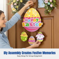 Easter Door Hanger, hare and carrot hanging decoration, DIY cartoon decor for home, shop