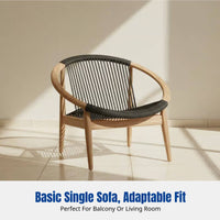 Teak Rattan Single Armchair, Outdoor Minimalist Sofa, Waterproof Sun-Resistant Balcony Coffee Table Set