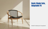 Teak Rattan Single Armchair, Outdoor Minimalist Sofa, Waterproof Sun-Resistant Balcony Coffee Table Set