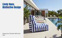 Outdoor Bean Bag Sofa, Waterproof, High Backrest, Camping, Beach, Pool, Striped, Modern Lounge Chair