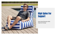 Outdoor Bean Bag Sofa, Waterproof, High Backrest, Camping, Beach, Pool, Striped, Modern Lounge Chair