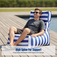 Outdoor Bean Bag Sofa, Waterproof, High Backrest, Camping, Beach, Pool, Striped, Modern Lounge Chair