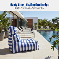 Outdoor Bean Bag Sofa, Waterproof, High Backrest, Camping, Beach, Pool, Striped, Modern Lounge Chair