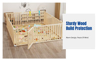 Children's Indoor Playpen, Wooden Infant Barrier with Door, Toddler Crawling Fence, Spacious Activity Area