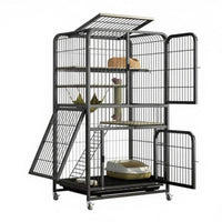 Indoor Cat Enclosure, Large Multi-Level Cat Villa, Integrated Litter Box, Metal Cat Castle, Climbing House for Home
