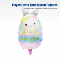 Foil Balloon, Easter Bunny Shape, Egg Theme, Party Decor, Vibrant Colors, Joyful Easter