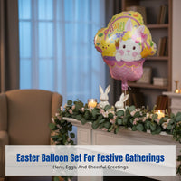 Foil Balloon, Easter Bunny Shape, Egg Theme, Party Decor, Vibrant Colors, Joyful Easter