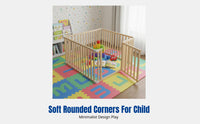 Children's Indoor Playpen, Wooden Infant Barrier with Door, Toddler Crawling Fence, Spacious Activity Area
