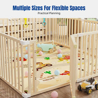 Children's Indoor Playpen, Wooden Infant Barrier with Door, Toddler Crawling Fence, Spacious Activity Area