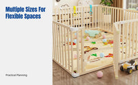 Children's Indoor Playpen, Wooden Infant Barrier with Door, Toddler Crawling Fence, Spacious Activity Area