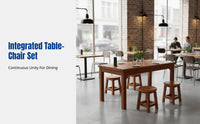Hardwood Dining Table, Thickened Tabletop, Restaurant & Canteen Set, Modern Minimalist, Integrated Table and Chair, Easy to Clean