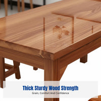 Hardwood Dining Table, Thickened Tabletop, Restaurant & Canteen Set, Modern Minimalist, Integrated Table and Chair, Easy to Clean