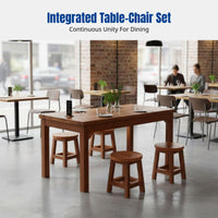 Hardwood Dining Table, Thickened Tabletop, Restaurant & Canteen Set, Modern Minimalist, Integrated Table and Chair, Easy to Clean
