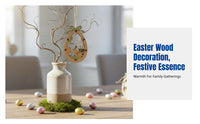 Holiday Festive Decor, Wooden Bunny Oval Ornament, Double-Layer Hollow Wood Hanging Tag