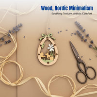 Holiday Festive Decor, Wooden Bunny Oval Ornament, Double-Layer Hollow Wood Hanging Tag