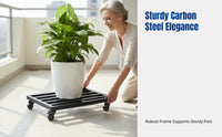 Indoor Stand with Casters, Movable Flower Pot Holder, Modern Metal Rolling Base for Balcony, Living Room, Storage Rack