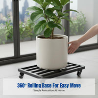 Indoor Stand with Casters, Movable Flower Pot Holder, Modern Metal Rolling Base for Balcony, Living Room, Storage Rack