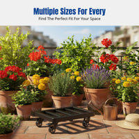 Indoor Stand with Casters, Movable Flower Pot Holder, Modern Metal Rolling Base for Balcony, Living Room, Storage Rack