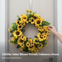 Yellow Golden Bloom Wreath, Artificial Silk Flower Door Hanging, Wall Decor for Home
