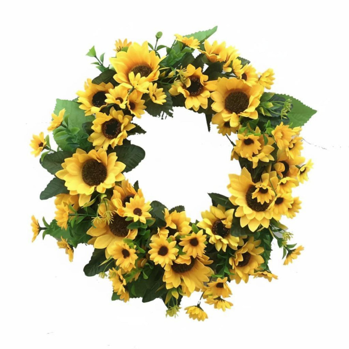 Yellow Golden Bloom Wreath, Artificial Silk Flower Door Hanging, Wall Decor for Home