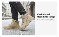 Men's winter Boots, Winter hiker Boots, Fleece Lined, Warm Thickened PU, Rubber Sole, everyday Outdoor
