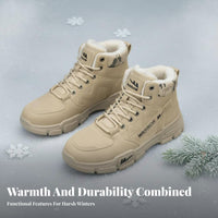 Men's winter Boots, Winter hiker Boots, Fleece Lined, Warm Thickened PU, Rubber Sole, everyday Outdoor