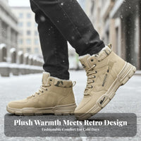 Men's winter Boots, Winter hiker Boots, Fleece Lined, Warm Thickened PU, Rubber Sole, everyday Outdoor