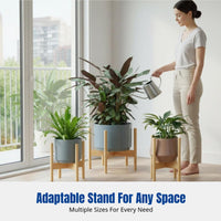 Nordic Bamboo Stand, Cross Frame Flower Pot Holder, Floor Storage Rack for Living Room and Balcony, Minimalist Decor