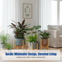 Nordic Bamboo Stand, Cross Frame Flower Pot Holder, Floor Storage Rack for Living Room and Balcony, Minimalist Decor