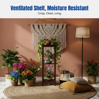 Bamboo Floral Display, Indoor Rack, Modern Floor Plant Holder for Living Room, Multi-Tier Storage Shelf