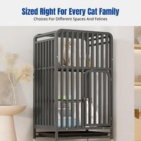 Indoor Cat Enclosure, Large Multi-Level Cat Villa, Integrated Litter Box, Metal Cat Castle, Climbing House for Home