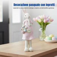 Cartoon Hare Resin Figurine, Easter Couple Statue, Home Decoration