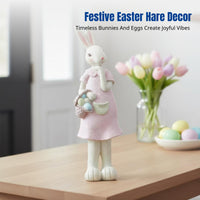 Cartoon Hare Resin Figurine, Easter Couple Statue, Home Decoration
