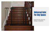 Adjustable Gate, Baby and Pet Barrier, Indoor No-Drill Stairway Fence