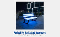 Outdoor Garden Illuminated Bench, RGB Color Changing, Stainless Steel Frame, Public Seating, Rotomolded Backrest