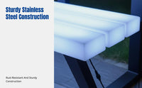 Outdoor Garden Illuminated Bench, RGB Color Changing, Stainless Steel Frame, Public Seating, Rotomolded Backrest