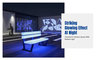 Outdoor Garden Illuminated Bench, RGB Color Changing, Stainless Steel Frame, Public Seating, Rotomolded Backrest