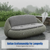Outdoor Rattan Sofa Set, Aluminum Frame, Weatherproof, U-Shaped, Garden Furniture